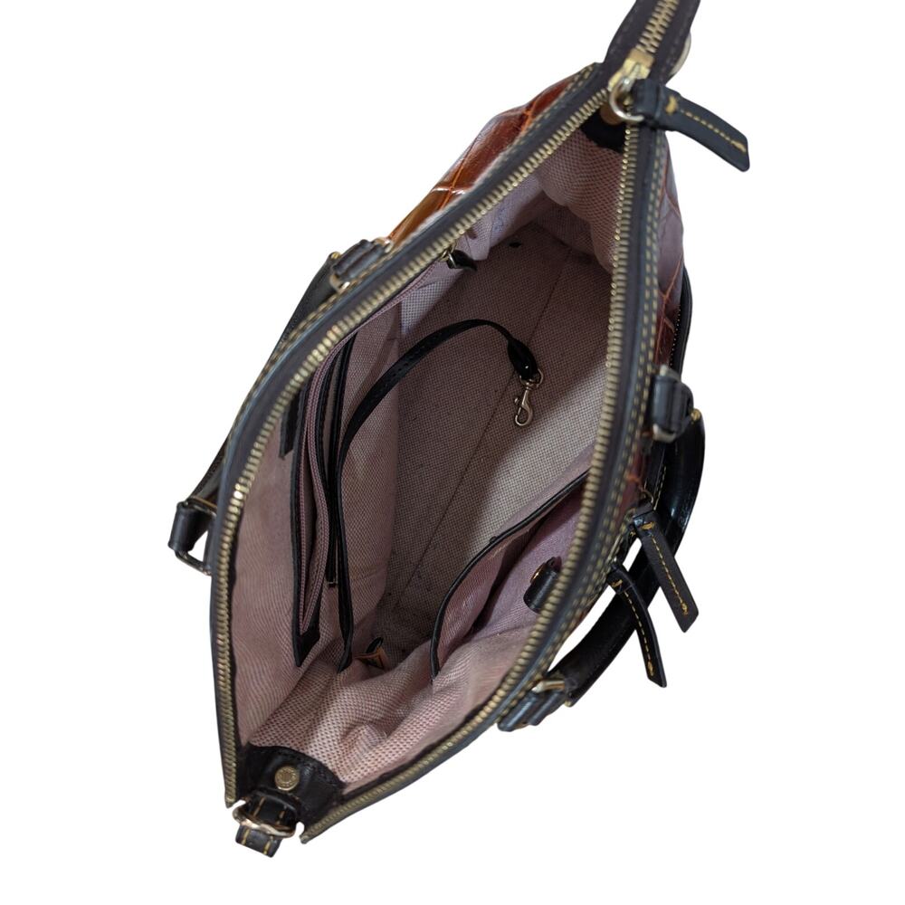 DOONEY & BOURKE! PECAN BROWN & GOLD CROC, BLACK GENUINE LEATHER BAG, PURSE! - Picture 11 of 13